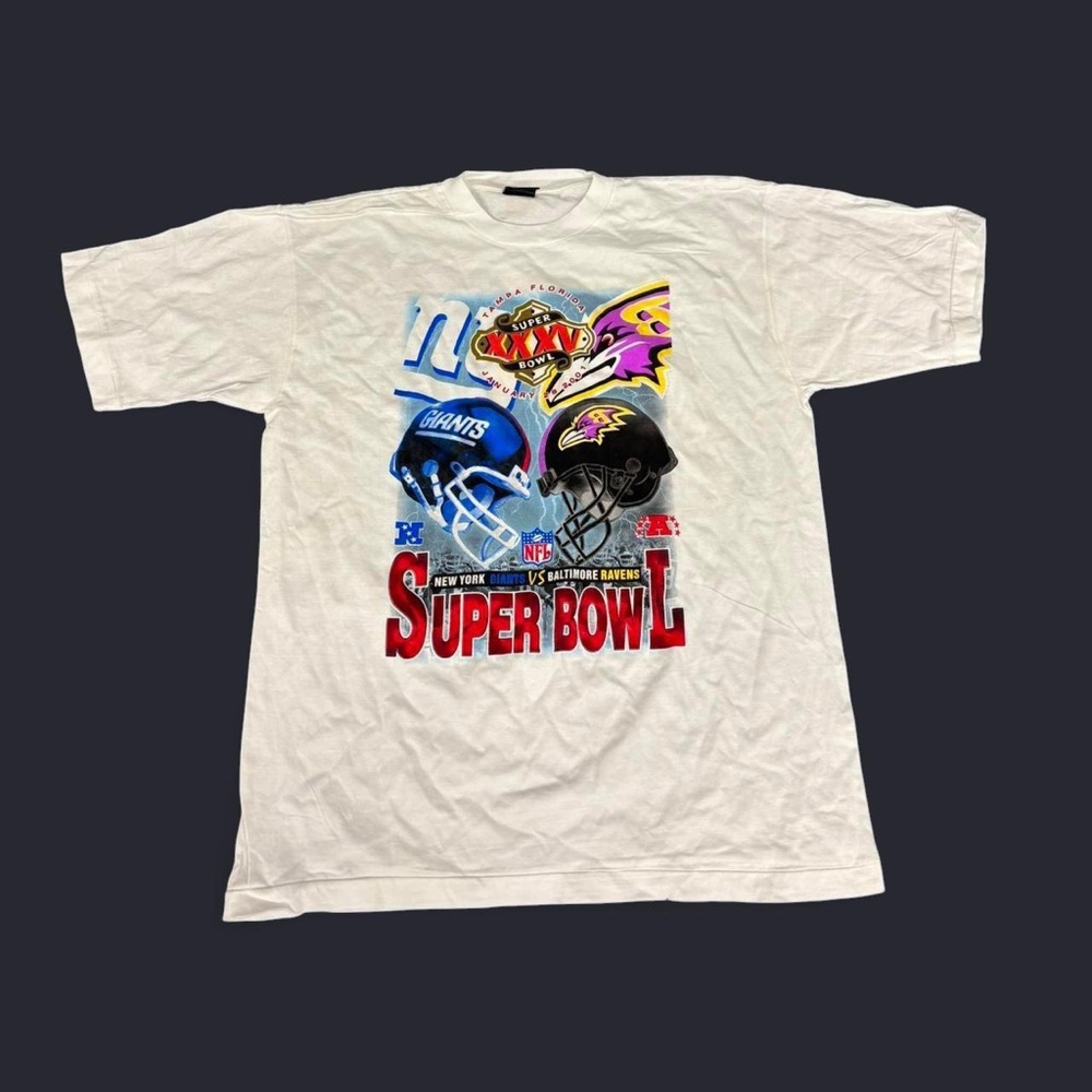 VTG 2001 New York Giants vs Baltimore Ravens Super Bowl NFL tee Y2K